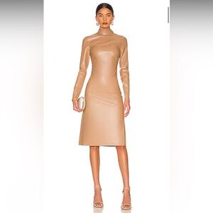 Bardot Harley Vegan Leather Dress NWT (AU/UK 8 US 4) Long Sleeve Midi